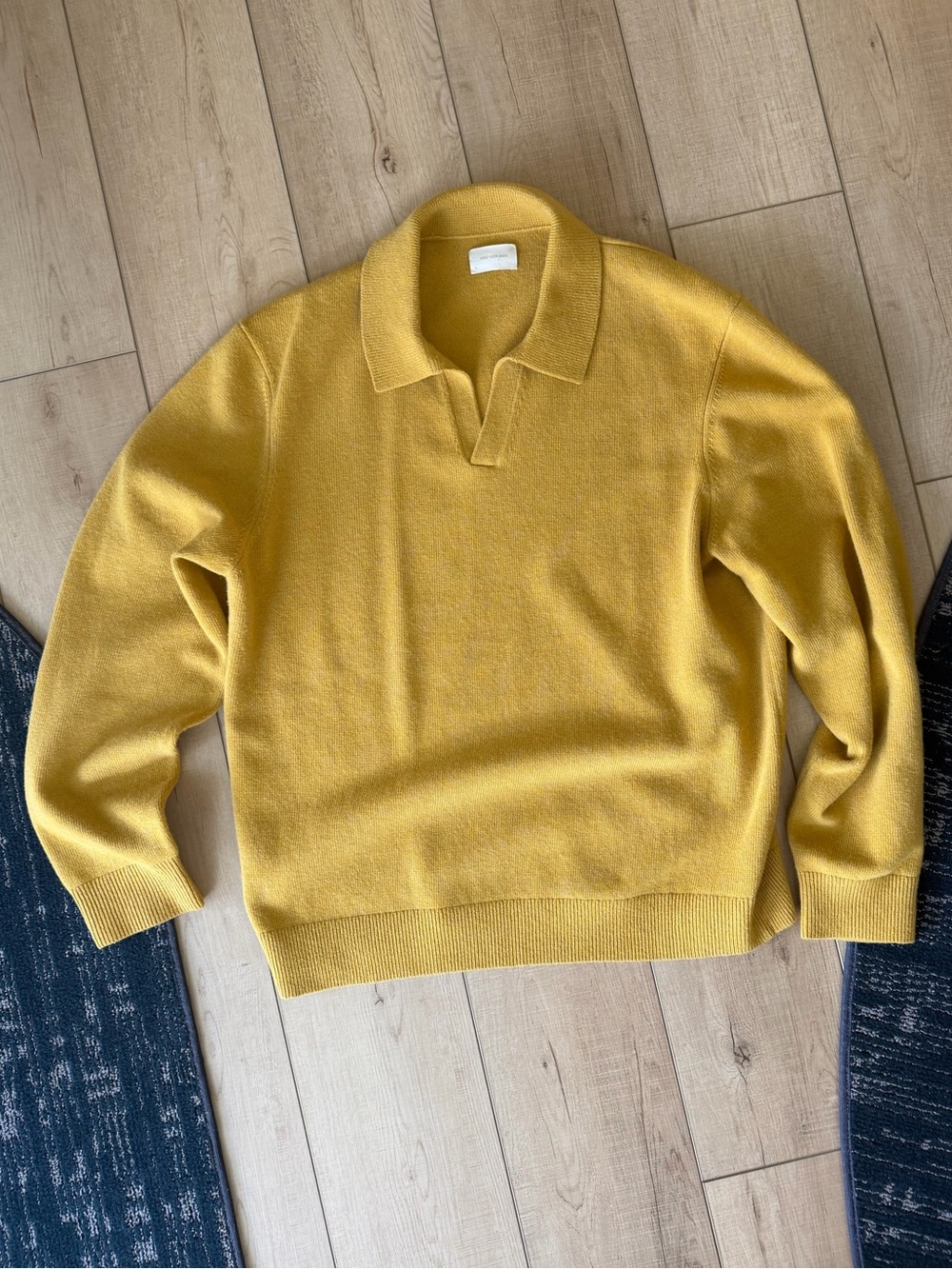 Aime Leon Dore 100% Merino Wool collard sweater color Gold size XL